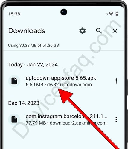 Toucher le fichier APK
